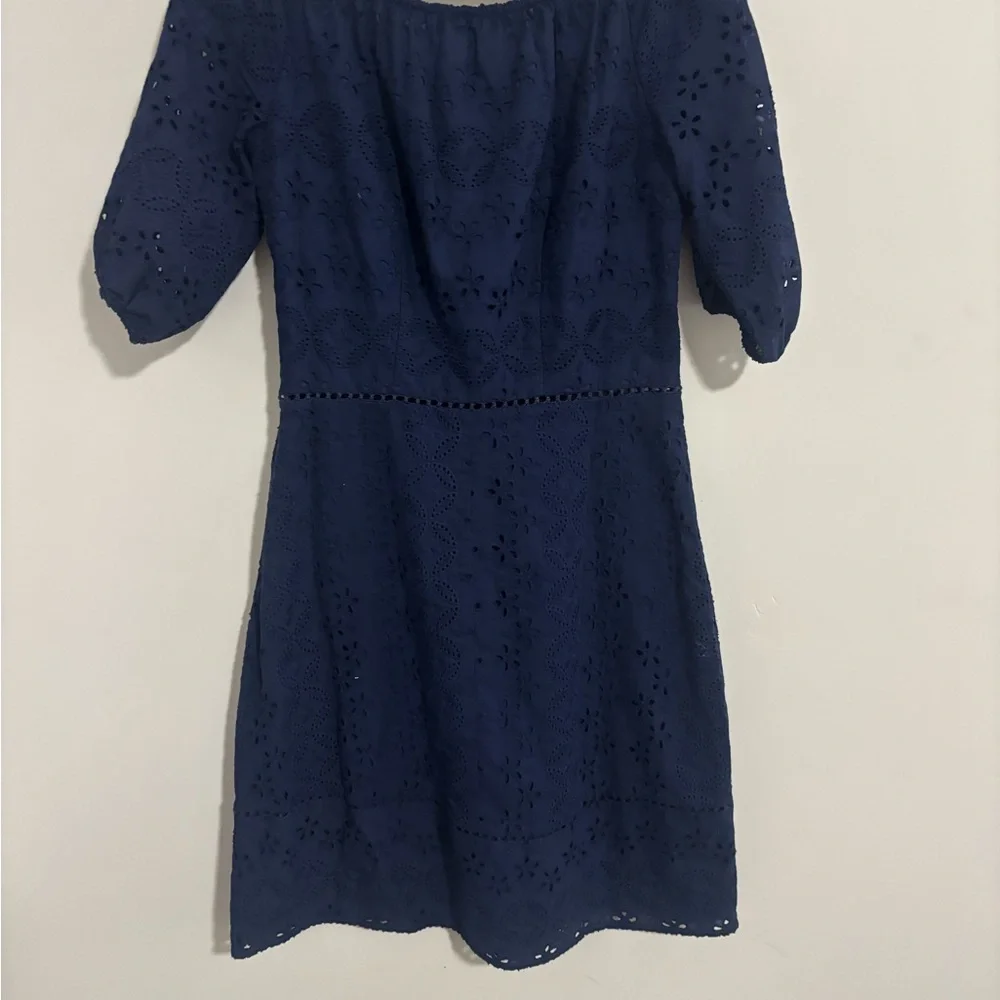NWOT Women’s Vineyard Vines eyelet Dress Navy Blue Size 4 - Picture 5 of 5